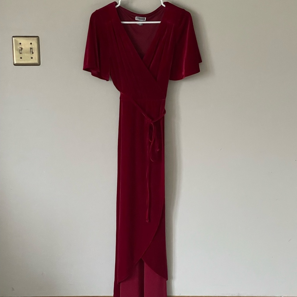 Red Velvet Wrap Dress
